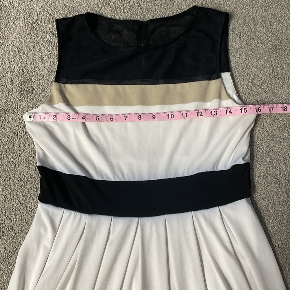 Dress Barn White Black Tan Knee Length Sleeveless Dress Size 6 - Picture 8 of 10